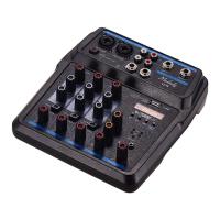 Muslady U4 Portable 4 Channels Audio Mixer BT USB Mixing Console with Sound Card Built-in 48V Phantom Power EU Plug