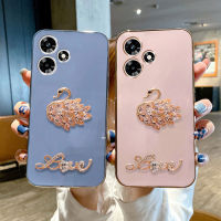 เคสโทรศัพท์ Infinix Hot 30 Hot 30i Hot 30 Play 2023 Macaron มีดีไซน์ชุบสีพร้อมคริสตัลหรูหราหงส์ปลอกอ่อน เคสInfinix Hot30 Play Hot30i หรูหรา