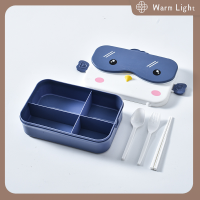 Warm Light โรงเรียนเด็ก Bento กล่องอาหารกลางวันสี่เหลี่ยมผืนผ้ารั่วพลาสติกอะนิเมะแบบพกพากล่อง