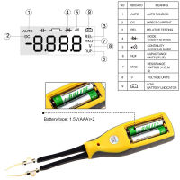 990C Digital SMD Tester Capacitance Meter for Diode Capacitance Resistance Tweezers Meter Battery Tester with Spare Test Pin