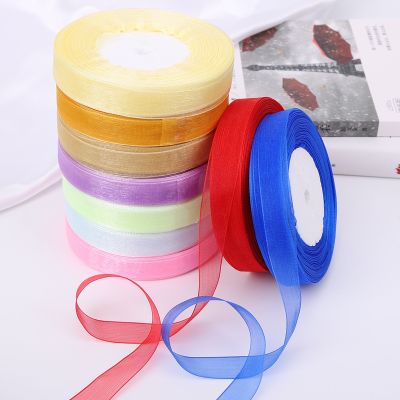 【CC】 50yards/Roll 15mm Organza Crafts Material Wedding Birthday Wrapping Tape