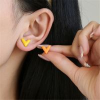 Korean Style Heart Enamel Earrings For Women Geometric V Shape Stud Earrings Cute Jewelry Gift Brincos Y2K