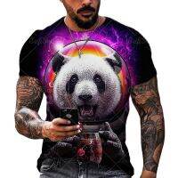 2023Lovely Panda Print Men T-shirts Summer Fashion Breathable Streetwear Loose O-neck Short Sleeve Tops Tees Clothing Oversized 6XL