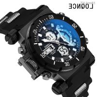 ⌚ นาฬิกา LOQNCE creative men show movement wrist watch double electronic luminous timing alarm waterproof trill net red table