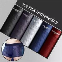 【YF】﹉  5pcs/Lot Mens Silk Mesh Breathable Panties  Men LargeSizeL-5XL