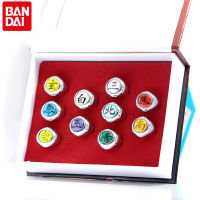 10PCS Bandai Naruto Rings Necklace Anime Figure Akatsuki Metal Jewerly Adjustable Cosplay Accessory Cool Fashion Boys Kids Gifts