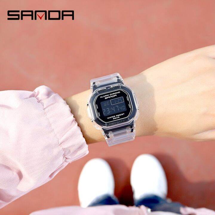 sanda-2023-women-watch-digital-watch-stylish-simple-transparent-strap-personality-design-electronic-watch-girl-gift-multicolor