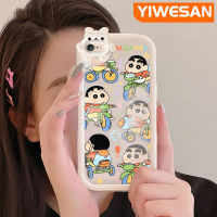 YIWESAN เคสสำหรับ iPhone 6 Plus 6S Plus 7 Plus 8 Plus,เคสการ์ตูนอะนิเมะดินสอสีชินจันเคสมือถือดีไซน์ใหม่โปร่งใสกันกระแทกปิศาจน้อยเลนส์กล้องถ่ายรูปเคสป้องกันซิลิโคนแบบใส