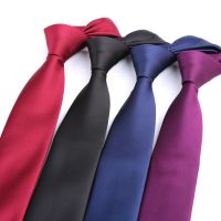 11Colors Skinny 6CM Mens Necktie Polyester Silk Ties For Man Solid Patterns Jacquard Cravat Business Wedding Party Accessories Cable Management