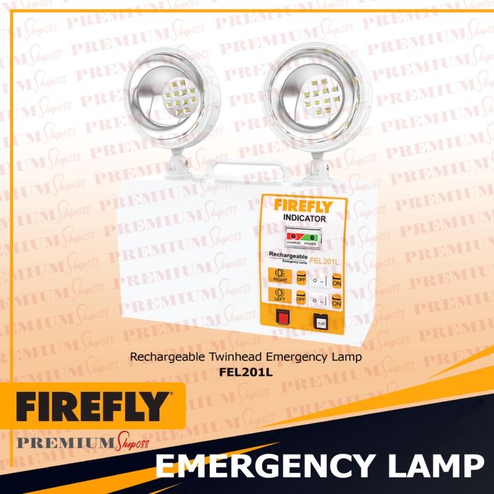 FIREFLY Rechargeable LED Twin Head Lamp Emergency Light FEL201L