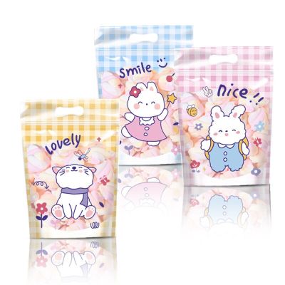 50Pcs Snowflake Crisp Self-sealing Zipper Bags Glutinous Rice Boat Nougat Cartoon Cookie Candy Packaging 15x22cm
