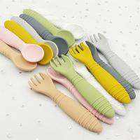 1pc Baby Silicone Fork set Babi Feeding Spoon Toddlers Infant Feeding Accessories Food Grade Material  Tableware Bowl Fork Spoon Sets