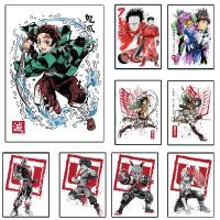 ✽✴ 80s อะนิเมะรูปโปสเตอร์ Attack on Titan Demon Slayer My Hero Academia Manga สีน้ำภาพวาดผ้าใบ Wall Art Decor ตกแต่ง