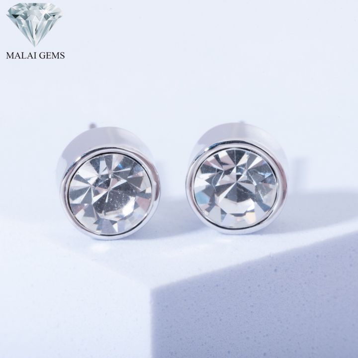 malai-gems-ต่างหูเพชร-เงินแท้-silver-925-เพชรสวิส-cz-เคลือบทองคำขาว-รุ่น11007117-แถมกล่อง-ต่างหูcz-ต่างหูเงินแท้