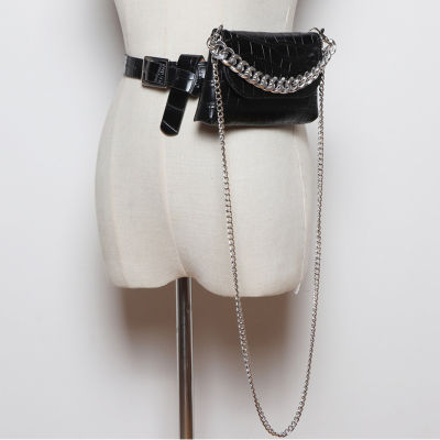 Fashion Womens Waist Bag Leather Belt Bags Fanny Pack High Quality Chain Waist Packs Hip Pack Multifunction Crossbody Handbag