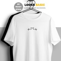 Basic Tee Heartbeat Mickey Ready Stock XS-5XL UNISEX Cotton Short Sleeve Loose T-shirt Men Women Street Wear Trend