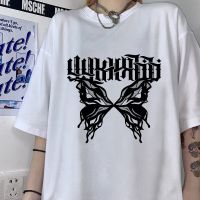 Butterfly Goth Letter T Shirt Men Women Punk tops Graphic Hip Hop Short Sleeve Printed Tees 100% Cotton Unisex Streetwear Unisex| |   - AliExpress