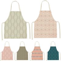 Geometry Style Enfant Men Women Cleaning Tools Apron With Lattice Pattern Sleeveless Cotton Linen Aprons Home Custom Apron Bib