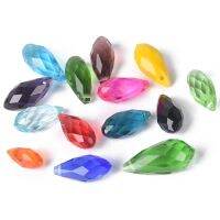 hotx【DT】 Color Teardrop Faceted Glass 12x6mm 16x8mm 20x10mm Top Drilled Pendant Loose Beads for Jewelry Making