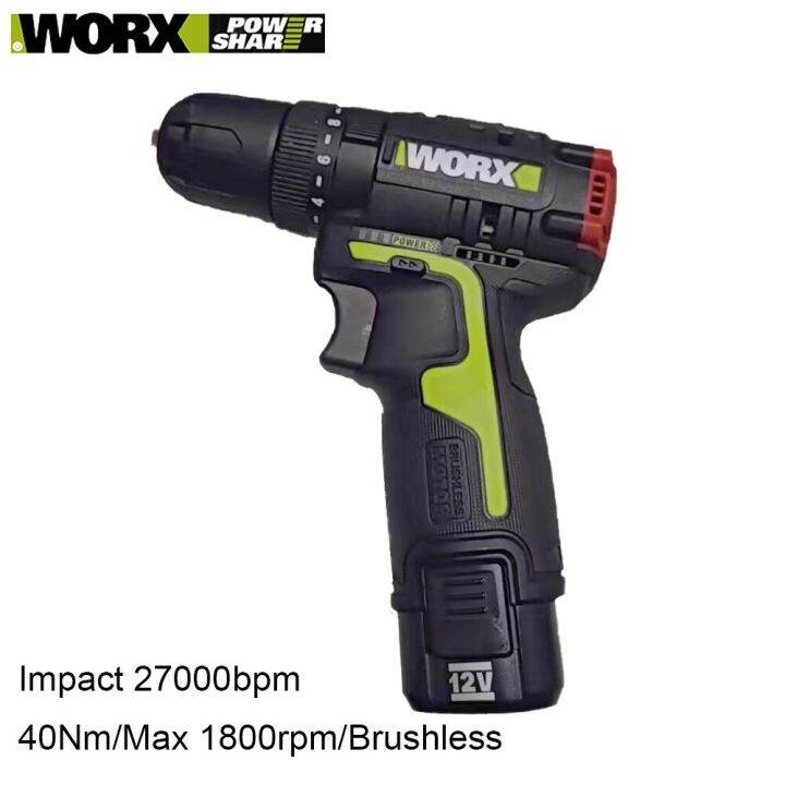 WORX WU131X สว่านไฟฟ้ากระแทกไร้สายแบบไม่มีแปรงถ่าน12V 40Nm พร้อมถุงหรือ ...