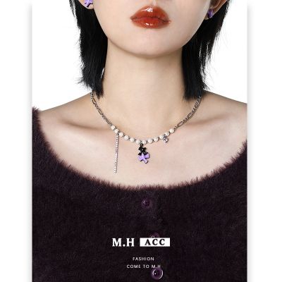 [COD] colorful bird pearl necklace tassel niche high-end pendant clavicle chain light luxury retro sweet cool