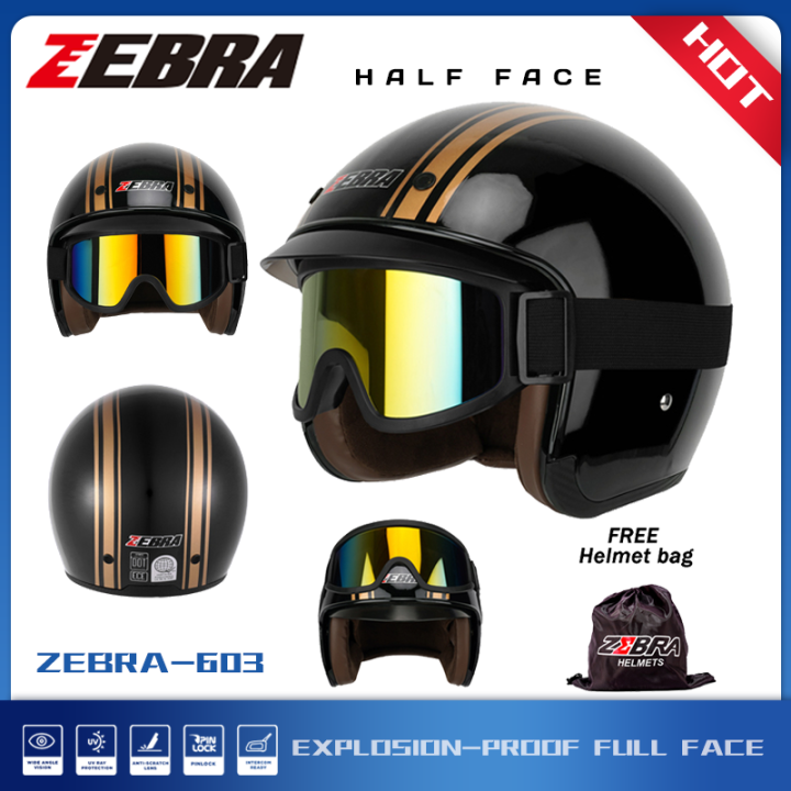Zebra Helmet Original Motorcycles Half Face 3/4 Open Face Helmets