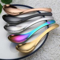 Exquisite Stainless Steel Spoon Round Bottom Spoon Gold Rice Soup Spoon Ice Cream Dessert Spoon Kitchen Dinner Tableware 3 Size