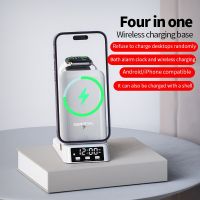 ZZOOI 15W Fast Charging Dock Station Wireless Charger Stand Clock 4 3 In 1 for IPhone 14 13 12 11 Apple Watch Airpods Pro IWatch 7 8