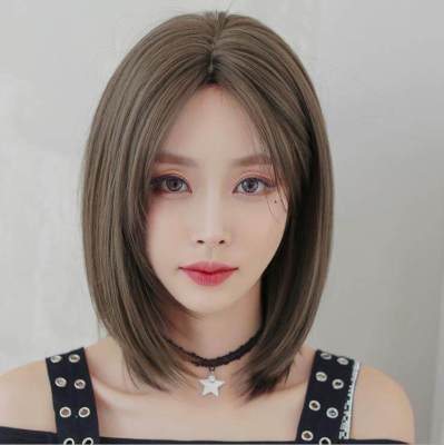 TSE กลางความยาววิกผมตัด39ซม.ผมสั้นตรง Wigs Collarbone ความยาวตัดผม D-11983006