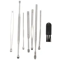 8 Pcs Ear Pick Earwax Removal Kit, Ear Cleansing Tool Set, Ear Curette Ear Wax Remover Tool with a Cleaning Brush and Storage Box