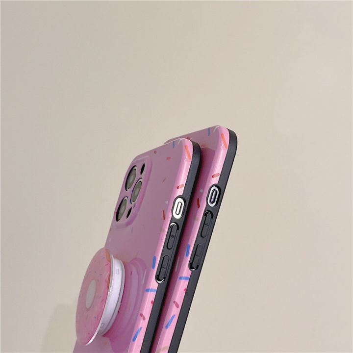 ซองใส่จดหมายโดนัทสีชมพูสำหรับ-iphone12-promax-เคสน้ำตาลไอซิ่งสีสันสดใสสำหรับ-iphone13-promax-stereo-donut-holder-ซองใส่โทรศัพท์สำหรับ-iphone11-ซิลิโคนสีชมพูสำหรับ-iphone-xr
