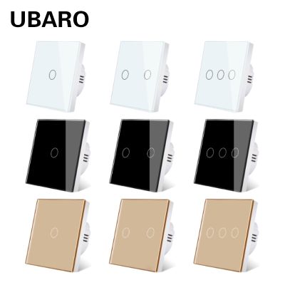 ❦℗ UBARO EU/UK Standard Crystal Tempered Glass Wall Panel Light Touch Switch Led Indicator Sensor Electrical Button 1/2/3Gang 220V