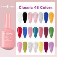 PINPAI 12มิลลิลิตรเจลขัดเล็บ48สีเจลเล็บจิตรกรรมเจลฐานและเสื้อด้านบนยาวนานยูวีนำเจลทาเล็บตกแต่ง