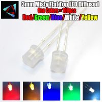 【LZ】℡№✐  100pcs 3mm 2pins Misty Flat Top LED Diffused White Red Yellow Blue Green Wide Angle light emitting diode lamp