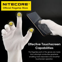 NITECORE NC-CK009 Anti-Slip Touchscreen ถุงมือสีขาว Breathable Full Finger กล้องทำความสะอาดถุงมือไนลอน Graphene สำหรับ Men Women