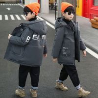 [COD] Boys cotton-padded winter clothes 2021 new medium and big childrens down Korean version mid-length thickened coat