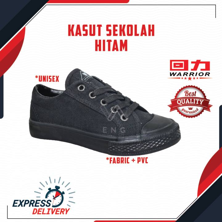 2693bk Kasut Sekolah Jenama Warrior Bertali Black Shoe Lace Warrior