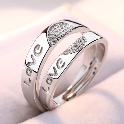 [COD] Cross-border best-selling ring LOVE heart-shaped pair niche indifferent adjustable one piece dropshipping