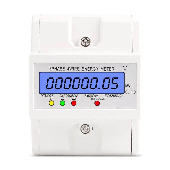 Din Rail 3 Phase 4 Wire Electronic Watt Power Consumption Energy Meter Wattmeter KWh 580A 380V