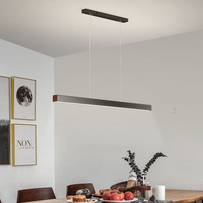 Nordic Decorative Led Ceiling Lamps Modern Minimalist Liner Hanging Pendant Lights Tables Remote Black Chandeliers Dining Room