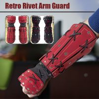 Medieval Samurai PU Leather Armor Bracer Long Gloves Men Viking Knight Gauntlet Pirate Cosplay Wristband Steampunk Accessories