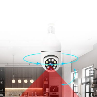 ZZOOI Lamp Head Lamp Holder Type Home Surveillance Camera 360Degree High-Definition Free Plug Mobile Phone APP Wireless Remote Camera