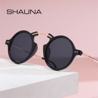 SHAUNA Retro Steampunk Round Women Sunglasses Fashion Rivets Decoration Shades UV400 Men Trending Punk Leopard Sun Glasses