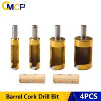 【2023】CMCP 4pcsset Barrel Cork Drill Bit Titanium Coated Wood Plug Cutter Drill 681316mm Bored Hole Tenon Drills Wooorking Tools