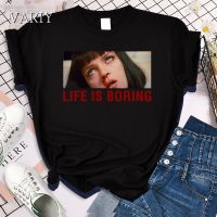 ❡♕♦ Korean tshirts women Life Is Boring Print Graphic tee 2021 Summeer Short Sleeve Oversized T shirt Female Tops goth shirt