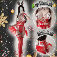 New sexy lingerie Christmas open chest one-piece net clothes Pajama suit passion temptation large uniform clothes T4EE