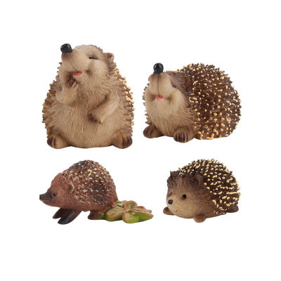 4pcs/set Educational Outdoor Animal Miniature Landscape Family Toys Realistic Gift Home Decor For Kids PVC Hedgehog Garden Ornament