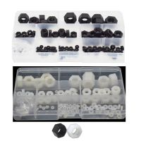 120Pcs/Set Black White Nylon Plastic Insulation Metric Thread Hex Hexagonal Nut for M2M2.5 M3 M4 M5 M6 M8 M10 M12 Assortment Kit Nails  Screws Fastene