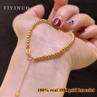 Tiynuo แท้18พันจริงทอง AU750ลูกปัดสร้อยข้อมือปรับคลาสสิกโรแมนติกของขวัญปัจจุบันสำหรับผู้หญิงแฟนเครื่องประดับ Fine