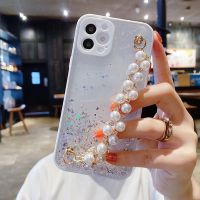 ☽◄ Luxury Bling Glitter Bracelet Silicone Phone Case For IPhone 13 12 11 Pro XS Max SE XR X 8 7 Plus Ultra-thin Cute Lanyard Cover